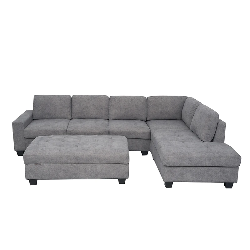 Living Room L Shaped Sofa With Ottoman Fabric Furniture  Modern Sectional Sofa Modern OEM ODM Customized