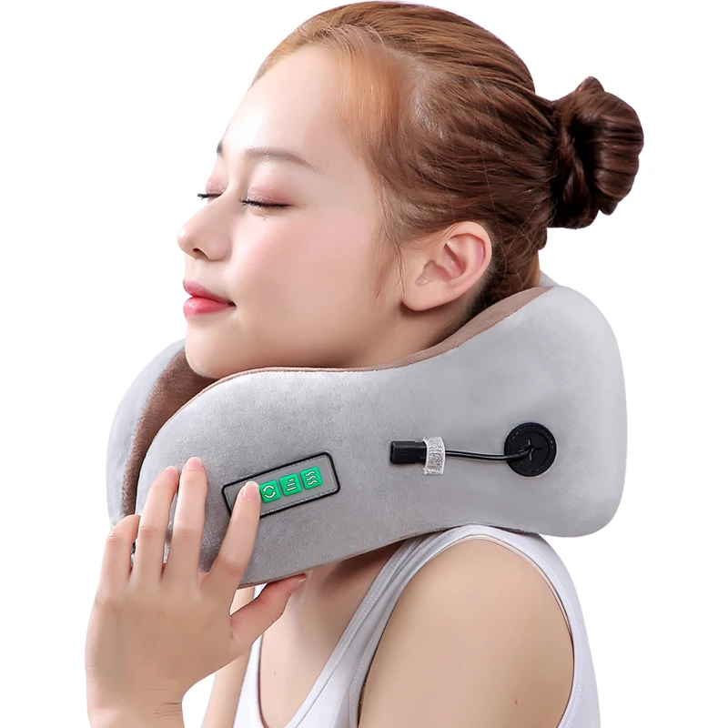Car/home use business trip travel electric U shape massage pillow soft neck massager