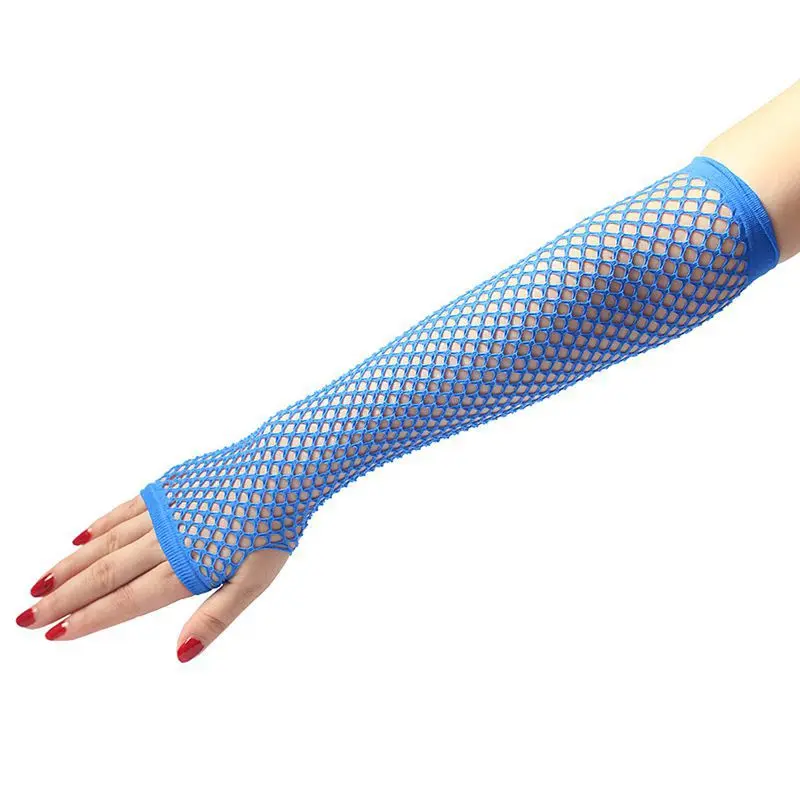 Jingwen long mesh party and dance punk half-finger nightclub fishnet sexy gloves