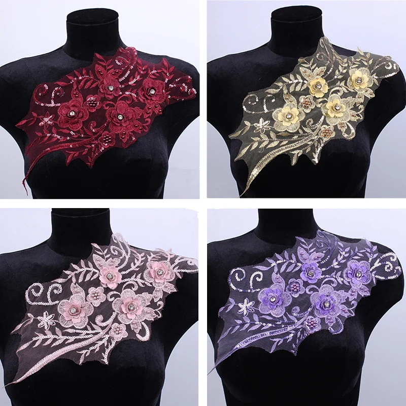 Embroidery Cloth Wedding Dress Dance Dress 3D Flower Patch Lace Applique