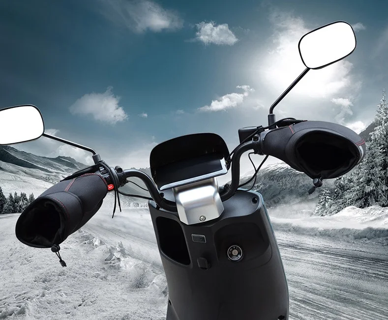 Winter Thicken Fleece Warm Waterproof Riding Handle Cover Neoprene Thermal Scooter Motorcycle Driving Handlebar Gloves Mitten