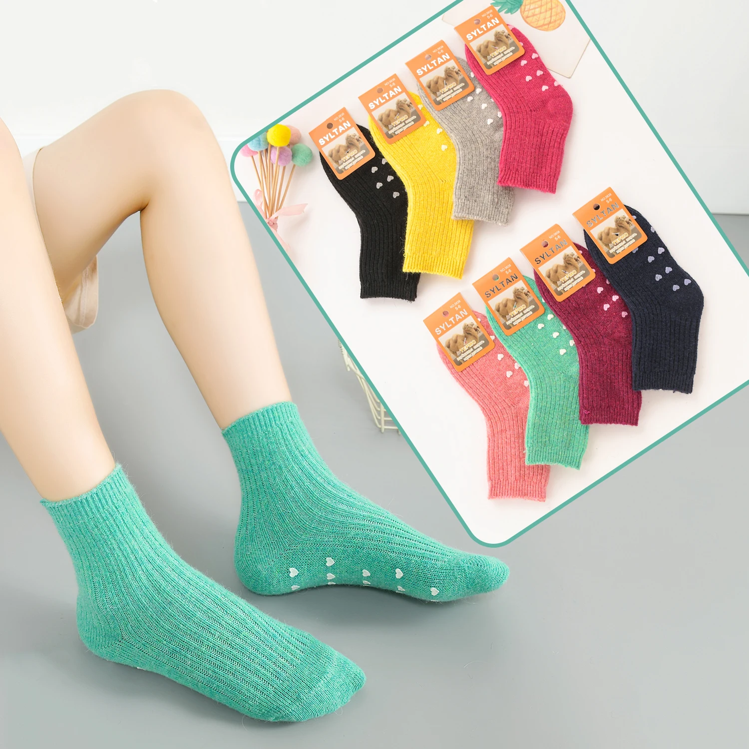 SYLTAN смешанные цвета из верблюжьей шерсти двойная игла прямая полоска клейкая лента для носков девочек