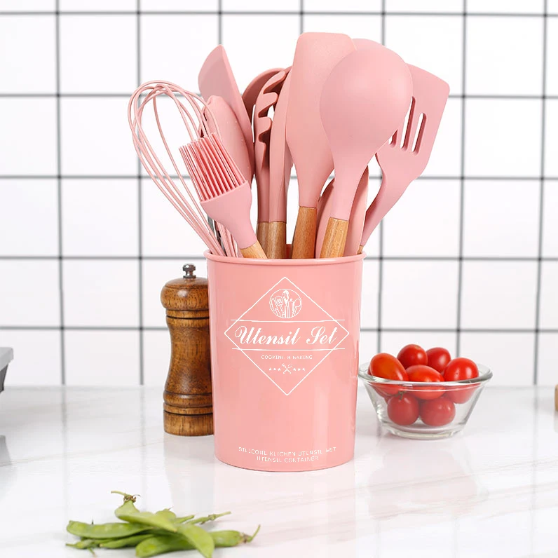 Dishwasher Safe Silicone Kitchen Tools include Turner Spatula Spoons Soup Ladle Tong Non Stick Cookware
