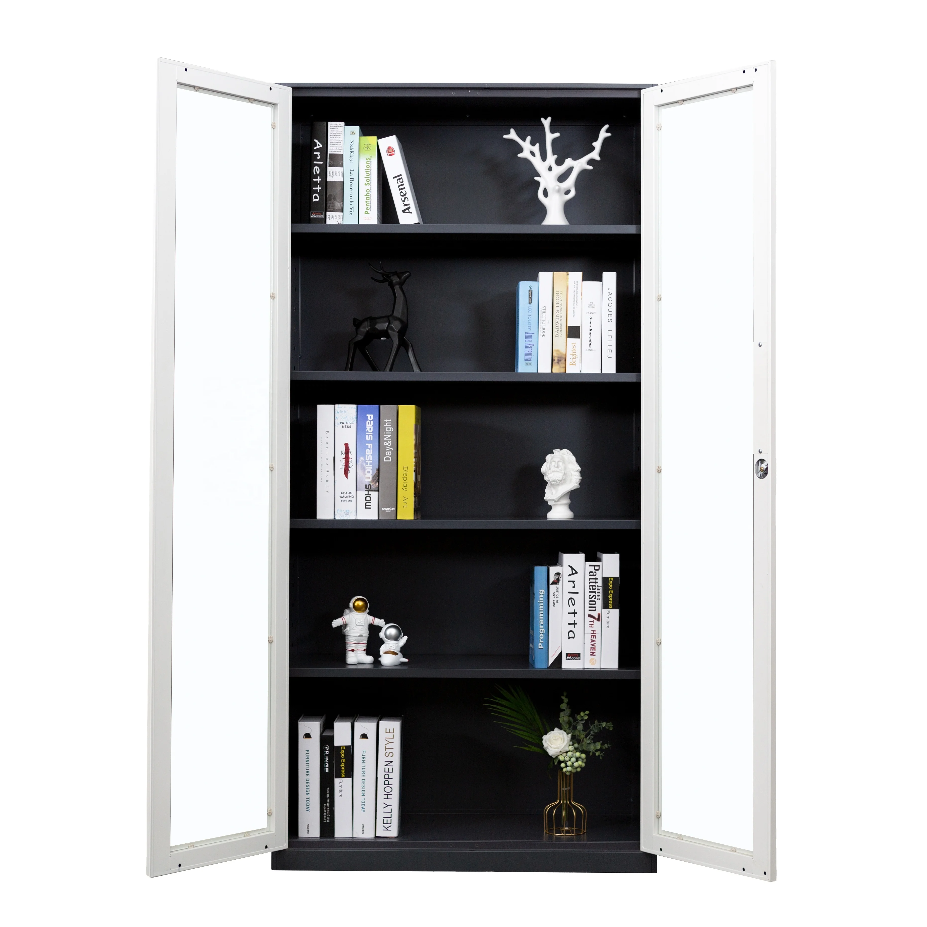 Factory price steel full glass swing door office furniture file filing cabinets storage cupboard