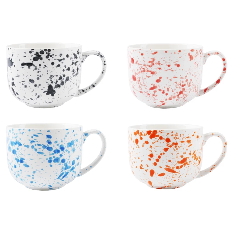Custom Splatter Paint Speckled Coffee Mug Porcelain Splash Ink 15oz Nordic Ceramic Cup for Gift