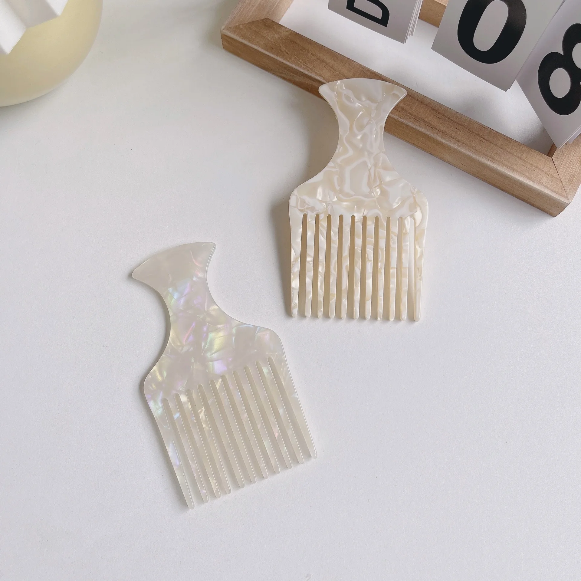 DRS Africa Textured Tortoiseshell Acetate Anti-Static Hair Afro Pick Comb