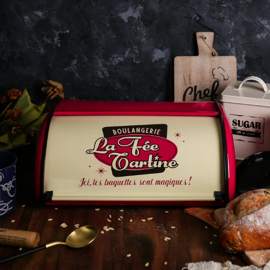 
New Arrival 2021 Metal Carbon Steel Food Storage Bread Box Bin Holder Kitchen Organization Bread Box 