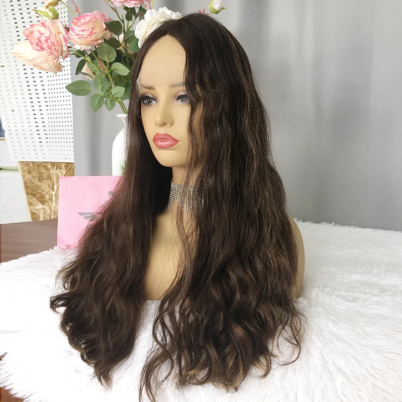 Hot Sale On Wigs Raw Russian Human Hair Super Long Length Brown With Blonde Balayage For Woman Gluess Undetectable Hd Lace Wig