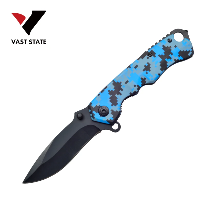 High Quality 3Cr13 Stainless Steel Folding Pocket Knife Camo Coated Liner Lock with Belt Clip Colorful Foldable Knife for women