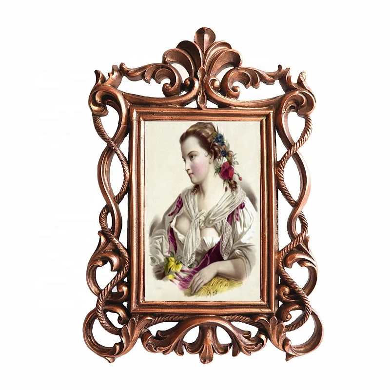 Antique 4x6 Inch Resin Photo Frame Imitation Bronze Vintage Style with Custom Print Table Top Display Wall Hanging Home Decor