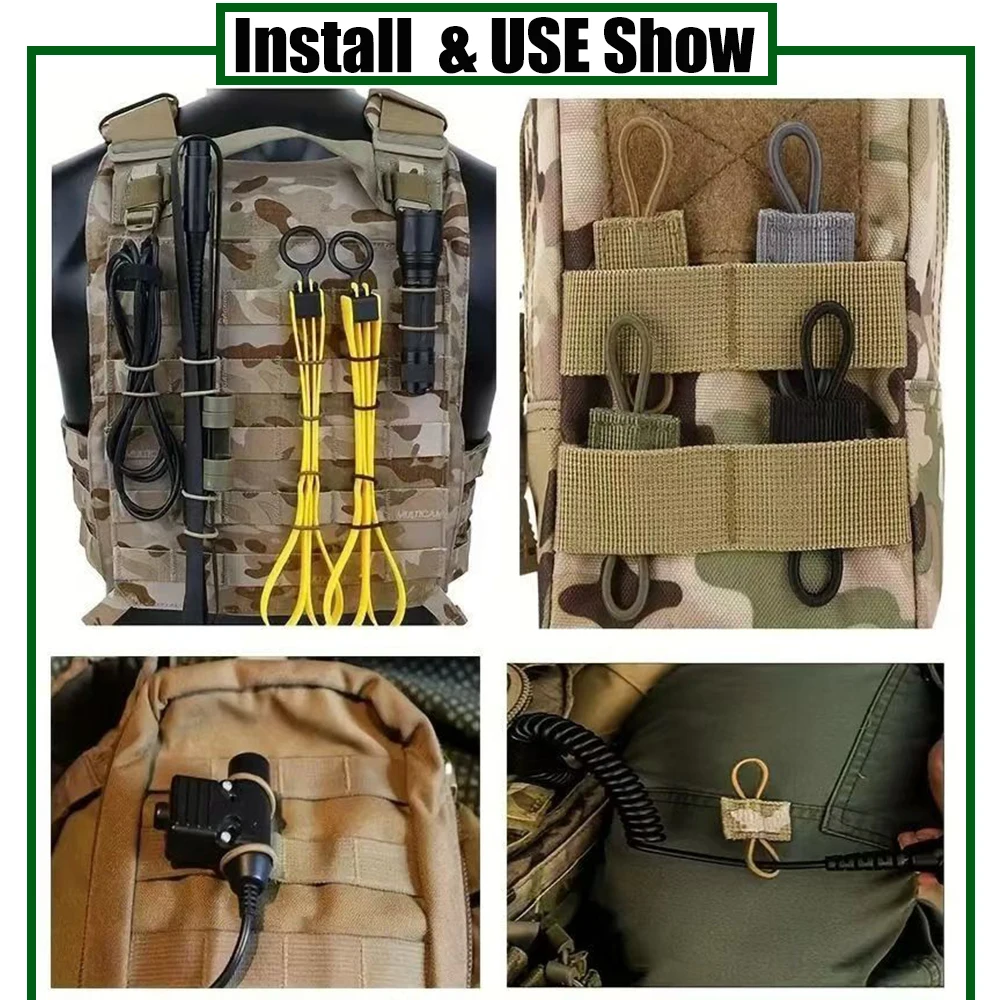 Backpack Accessories Molle Webbing Retainer Elastic Binding Buckle Belt Cable Wire Organize Storage Fittings Clip For Bag