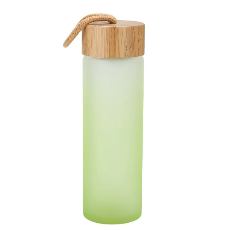 
MIKENDA Water Bottles Drinkware Type and Eco-Friendly Feature glass bottles bamboo lid 500ml 600ml 