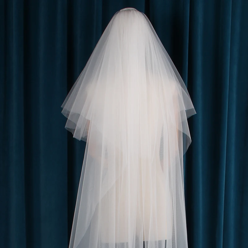  Фата свадебная с гребнем простая элегантная белая длиной 3 м Тюлевая для невесты
