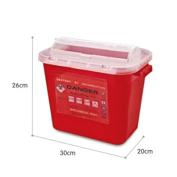 10L disposable medical sharp container with lock hold and glove box