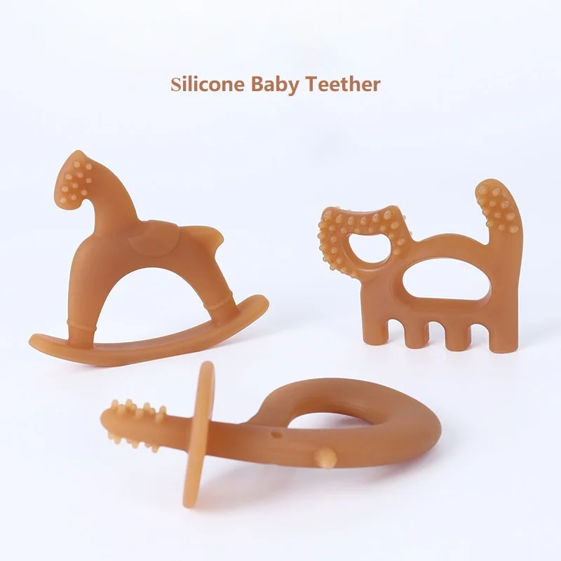 Custom Soft Animal Chewable BPA Free Food Grade Silicone Baby Teether for Kids