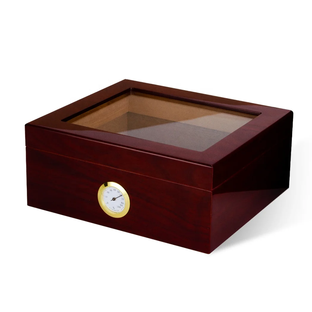 Partition Storage Wooden Cigar Humidors Box With Clear Window