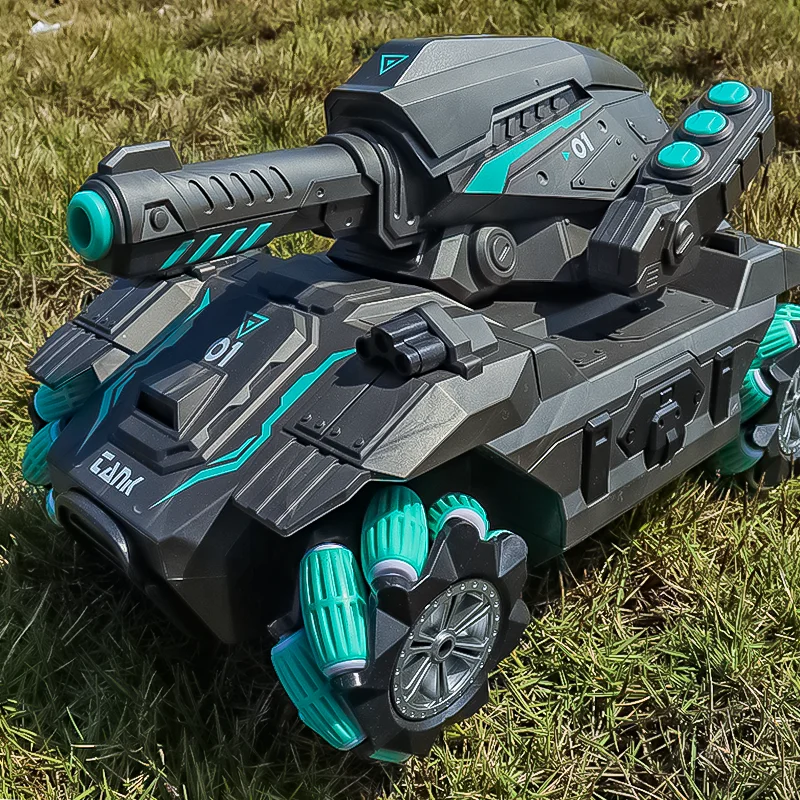 High-speed drift tank armor water bomb vehicle colorful gradient light hollow wheel dual control 2.4G remote control car