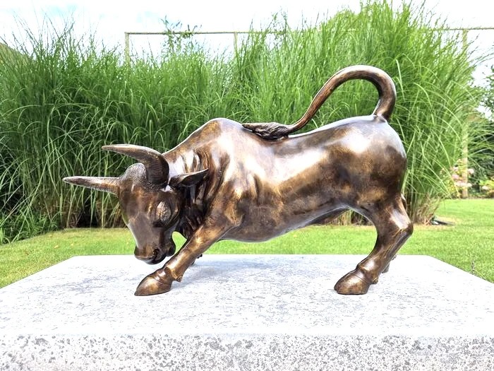 Bull Casting Bronze animal Outdoor life size brass wild Sculpture metal decor craft statue