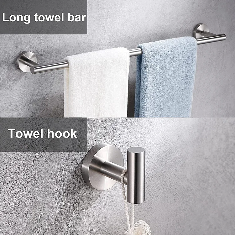 Bathroom Hardware Set Silver Polish Bathrobe Hook Long Towel Rail Bar Tissue Paper Holder Bathroom Accessories