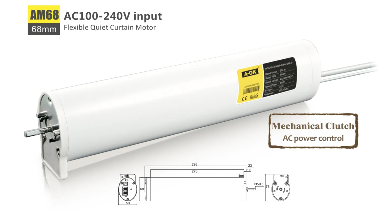 AM68  smart quiet curtain motor