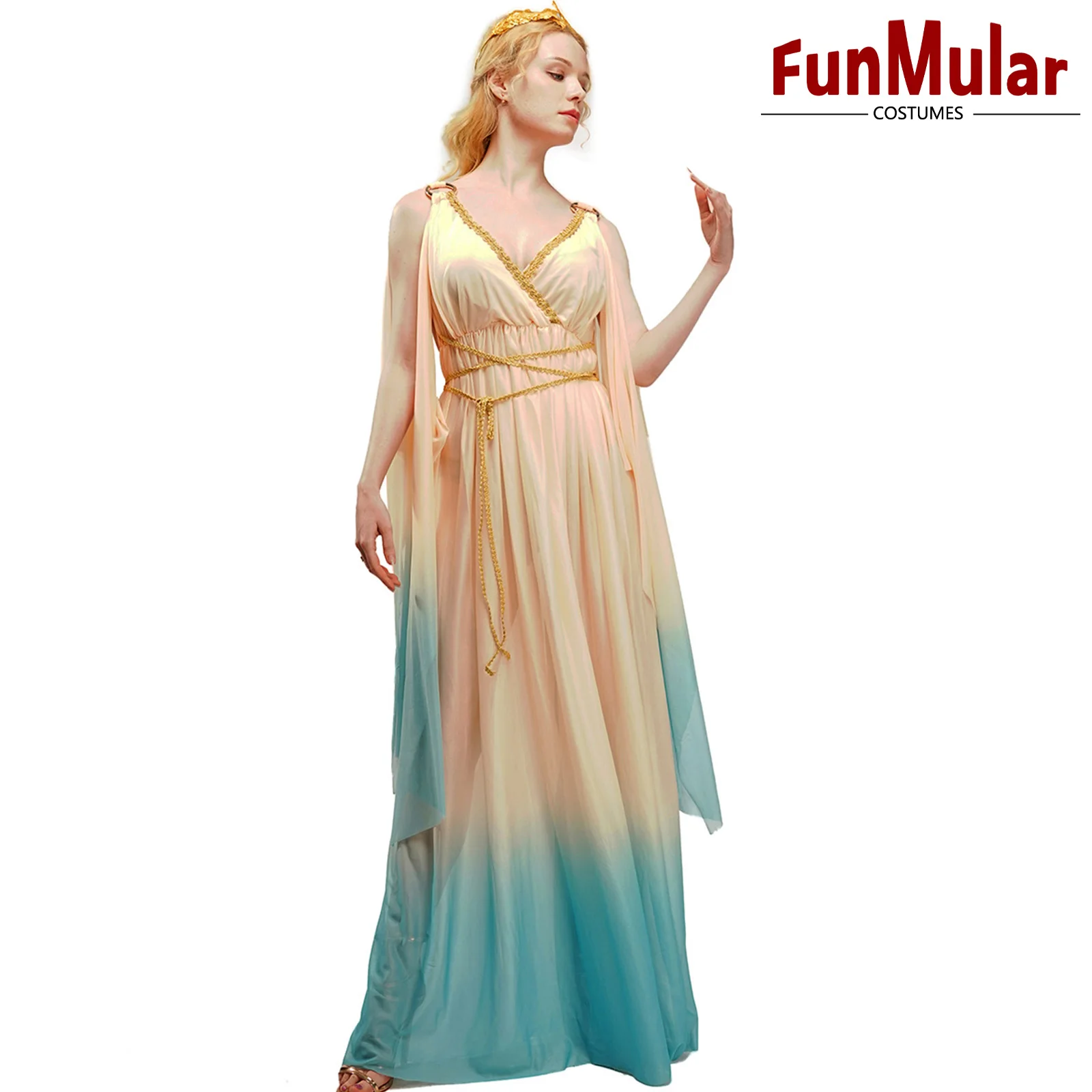Funmular Greek Goddess Costume Women Perfect for Greece Dress Up Halloween Fairy Cosplay Athena Costume