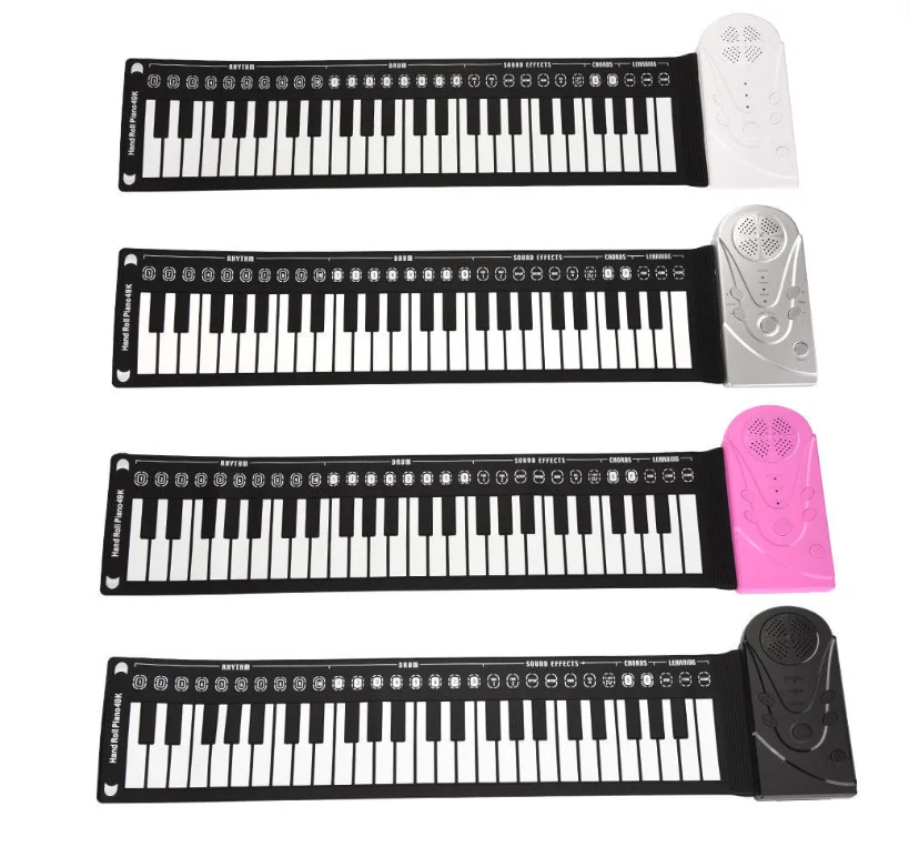 Foldable 49 Keys Flexible Soft Electric Digital roll up piano Silicone keyboard portable hand roll piano for beginner