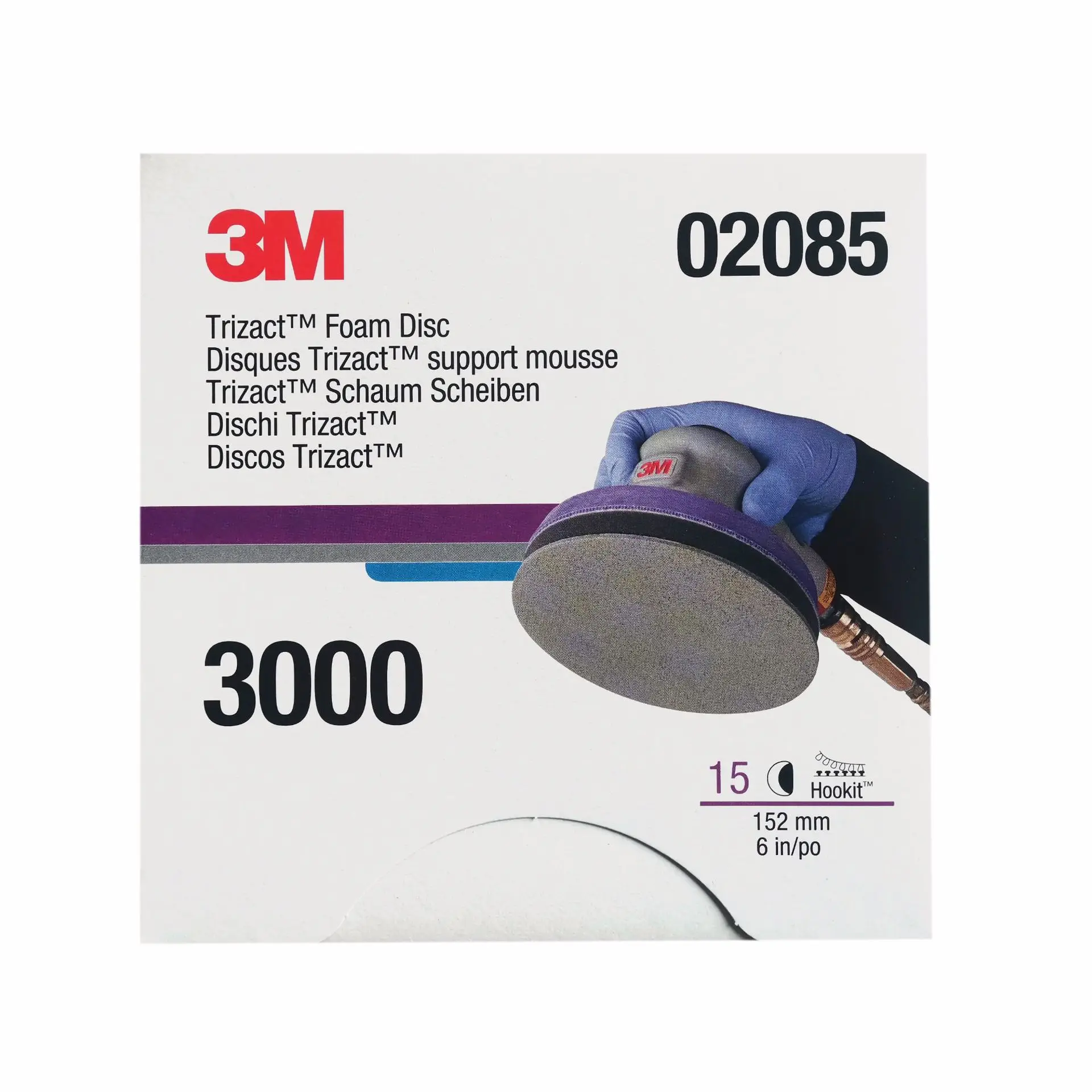 3M 02085 trizact 6 Inch Wet and Dry Car Paint Superfine Beauty Sponge Disco de corte Sanding Sponge