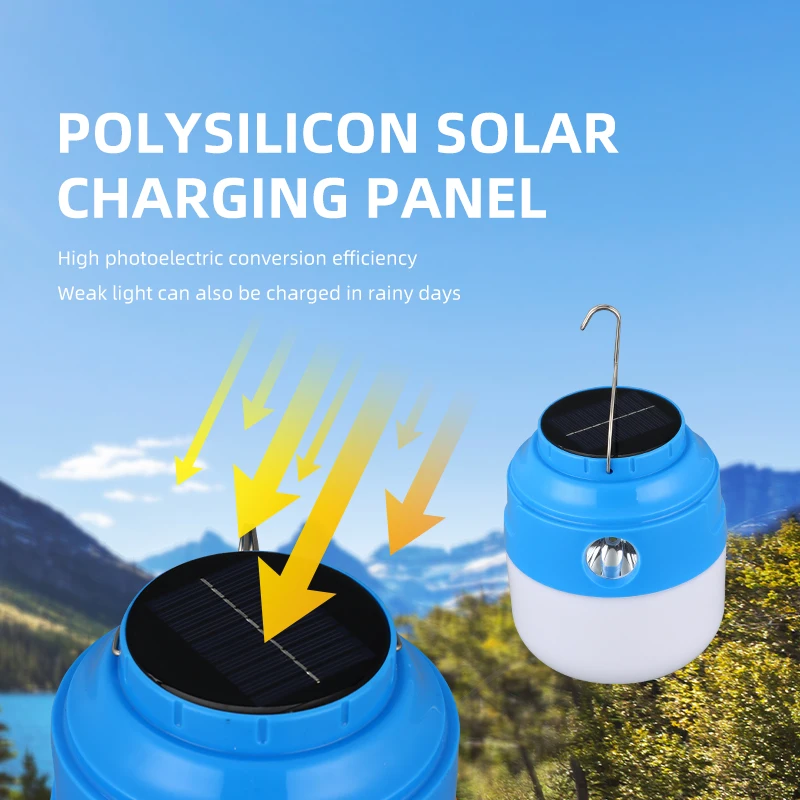 LED Camping Flashlight 50W DC5V rechargeable led torch charging light Solar emergency Bulb