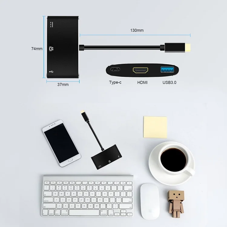  High Speed 3 in 1 USB Type C Hub to 4K USB3.0 PD Fast Charging for Macbook and Windows