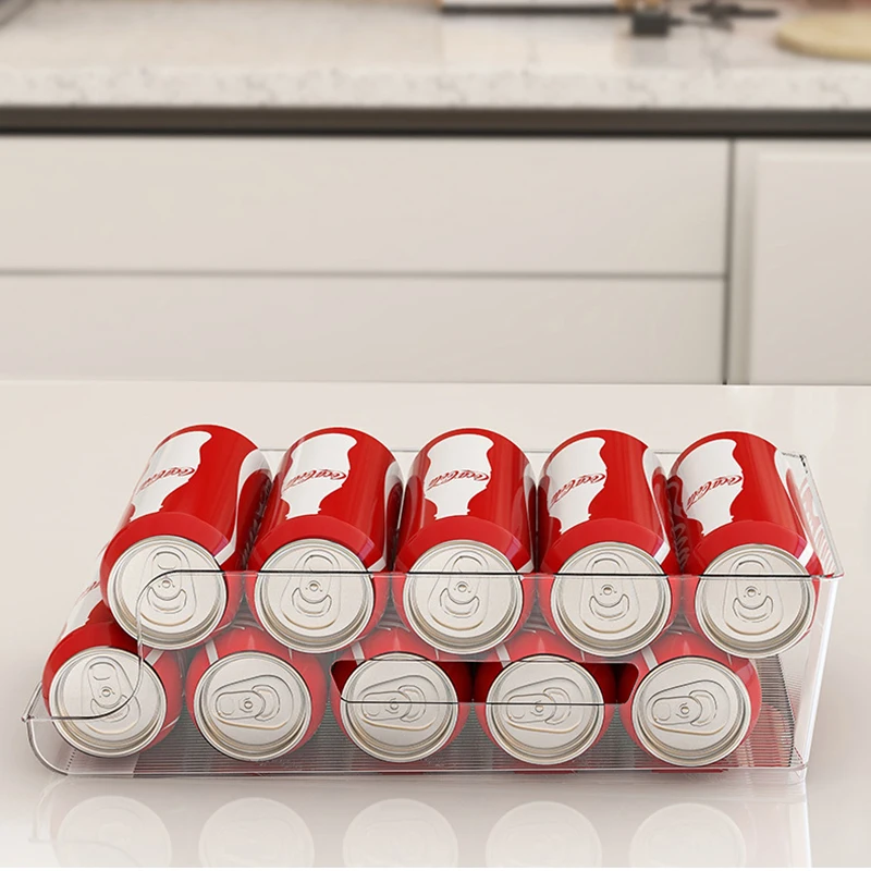 Refrigerator beverage case drawer type rolling arrangement case beer coke can automatic filling position shelf