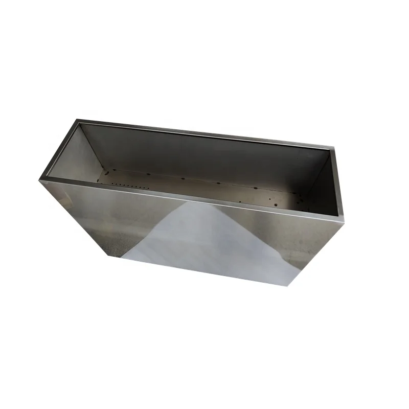 outdoor garden street furniture large rectangular metal planter outside aluminium plant box stainless steel flower pot