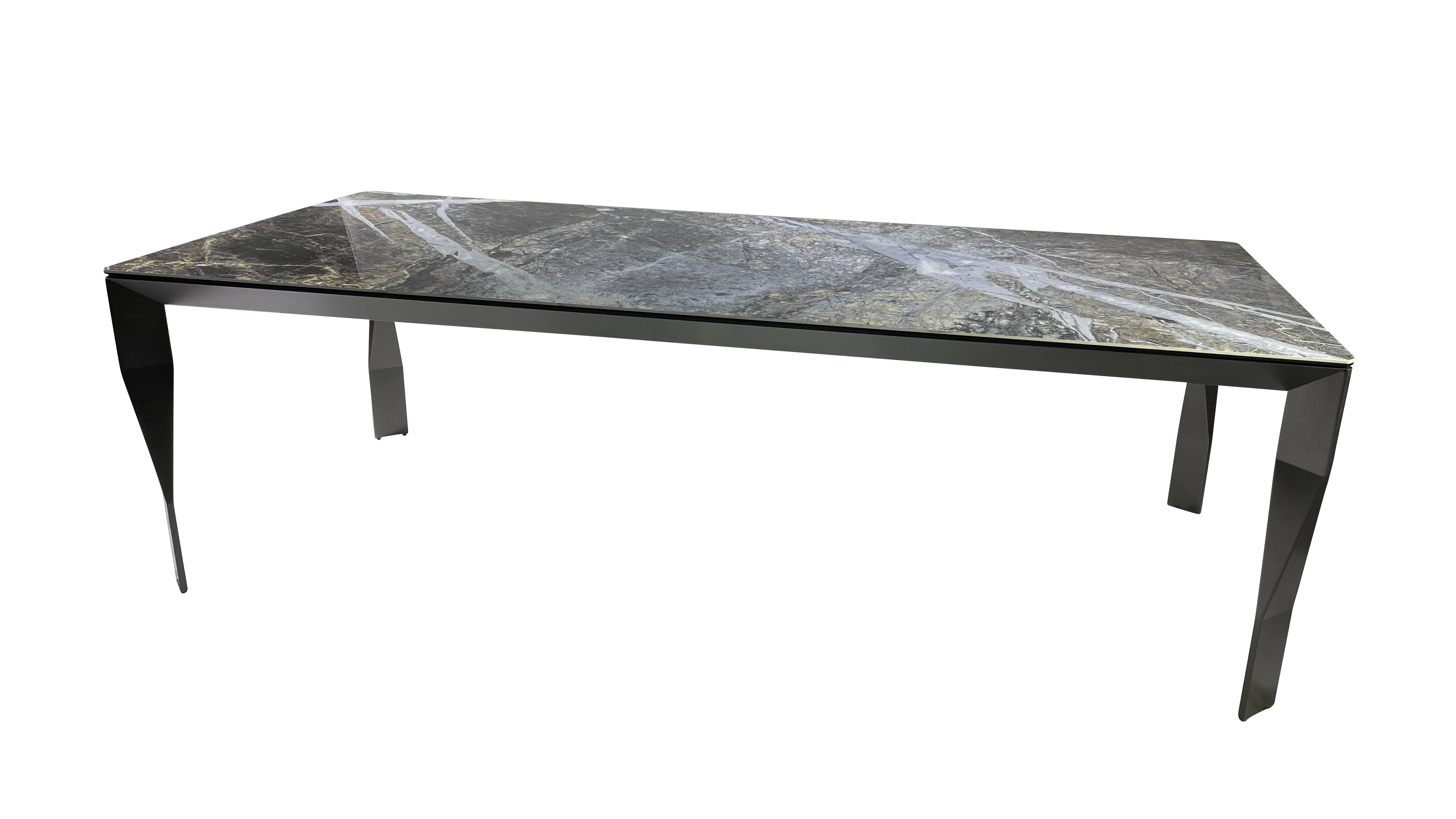 Modern Design Cheap Dining Room Furniture Top Black Dining Table 6 Seats Dining Room Table Set Table Metal Legs Glass Style Type