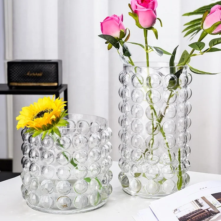 WONDER    Hot Selling Nordic living room flower dot glass flower vase black color flower vase wholesale