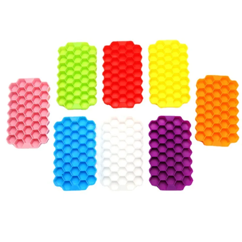 High Quality Silicone Honeycomb Ice Mold With Lid 37 Grids Ice Cube Box Household Ice Maker Trays