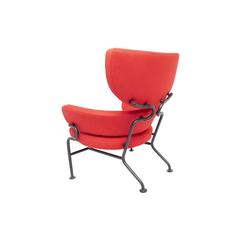 Mongolian Lamb Fur Armchair Sheepskin Leather Fabric Upholstery Metal Leg Cafe Library Swivel Armchair Sofa Single Seat Chair