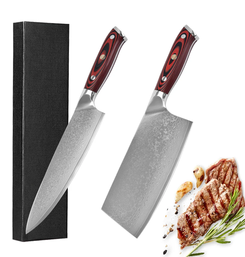 
Customized 8 inch damascus steel knife kitchen set With G10 Handle 