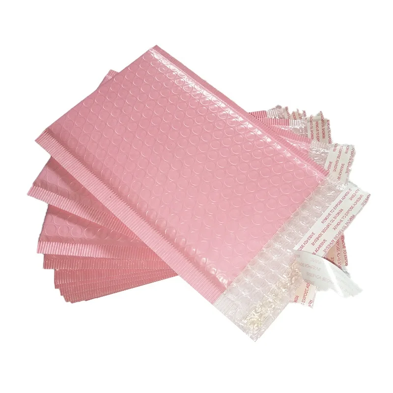  Cosmetic poly bag pink shipping bubbel mailer envelope with bubble
