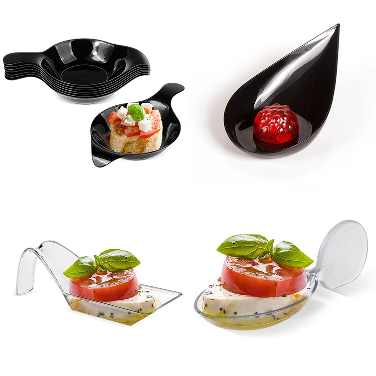 Transparent disposable variety creative modeling PS plastic thickened fruit spoon snack cake ice cream spoon sauce plate