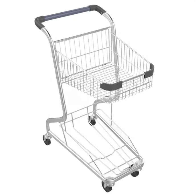 2024 2-Tier Large Shopping Cart for Groceries Heavy Duty Utility Carts for Transport With1 basket