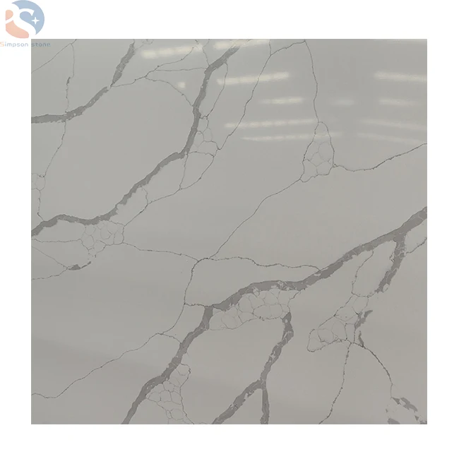 high quality factory kitchen polished artificial quartz slab calacatta white quartz vanity counter top
