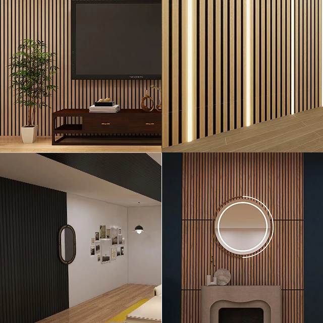 KASARO New luxury mdf ceiling slat sound absorption wood wall acoustic panels for living room