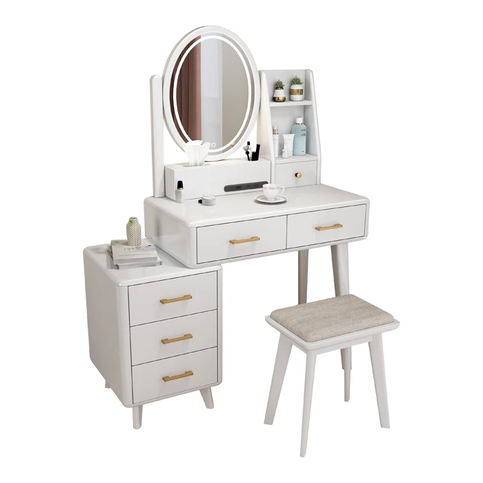 2022 New Arrival Solid Wood Bedroom  Dresser Mirror Dressing Table with Lights