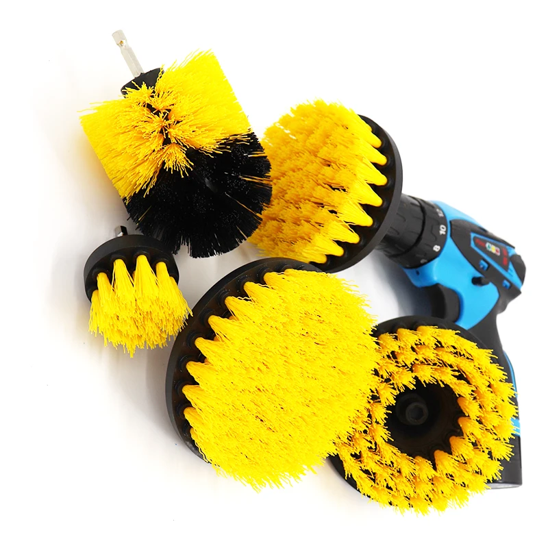 
4 pieces set horse hair bristle hand drill brush machine for car floor 