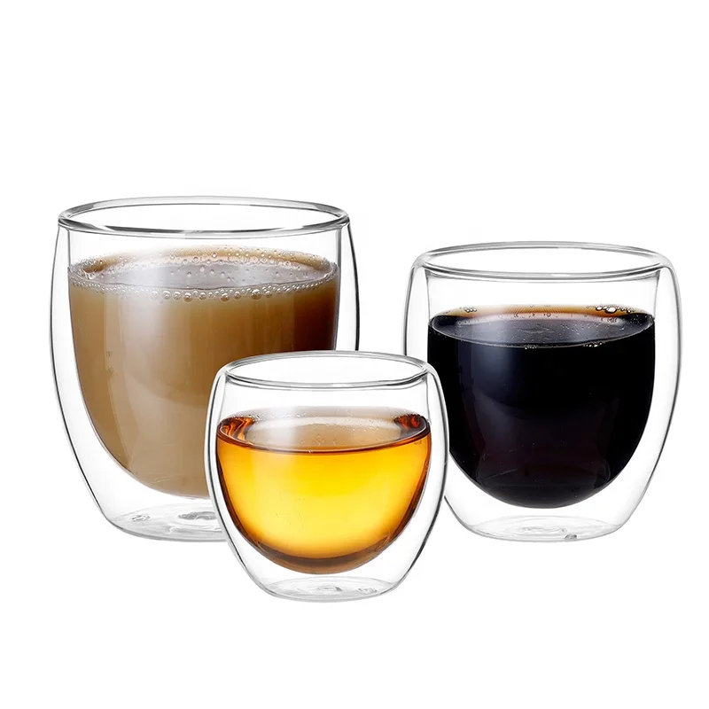 High Quality Low Price Double Wall Glass Coffee Cup Hot sale High Borosilicate Glass Cup Double Wall Glass Mug