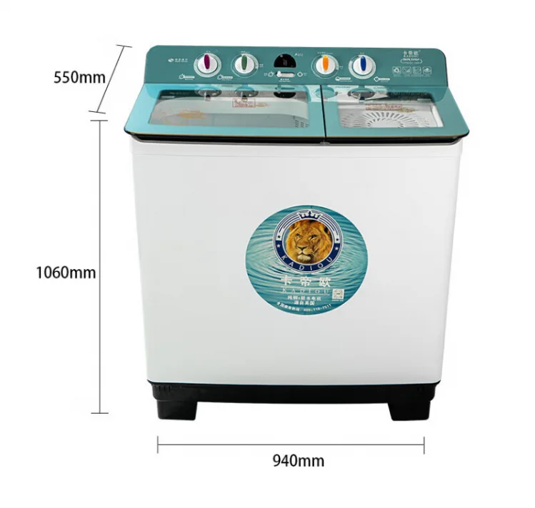 Regular Clothes Washer Super Capacity Deluxe Tempered Glass Panel Green Fashion Semi-Automatic Washing Machine