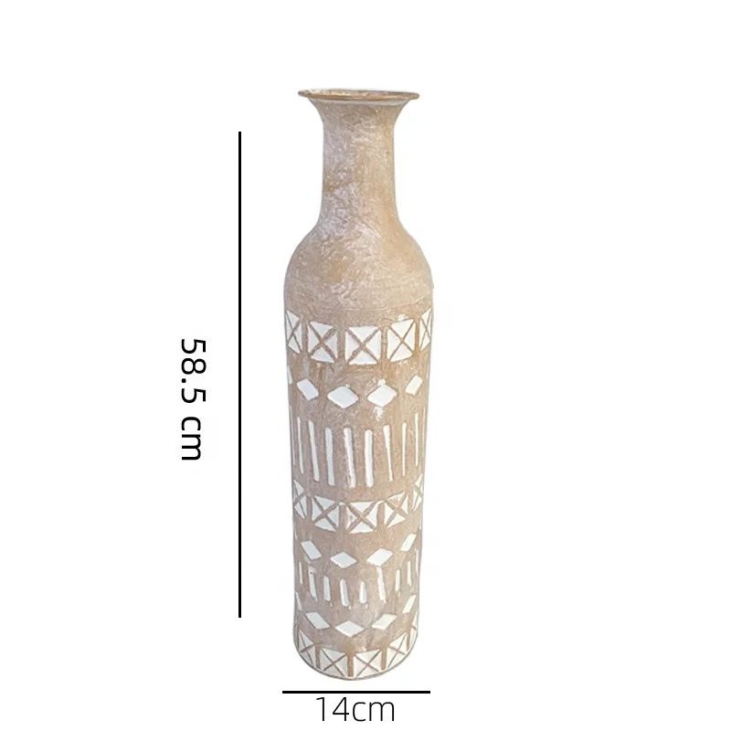 Lander Handmade terracotta decorative rustic farmhouse metal flower vase for home decoration