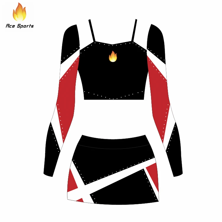 Ace Sports Hot Sale New Design Cheerleading Uniforms Free Design Cheer Outfits With Rhinestone Girls Performance Wear