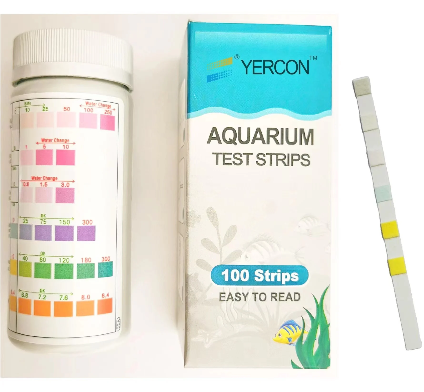 Aquarium water test strips 6 in 1 100pieces/bottle