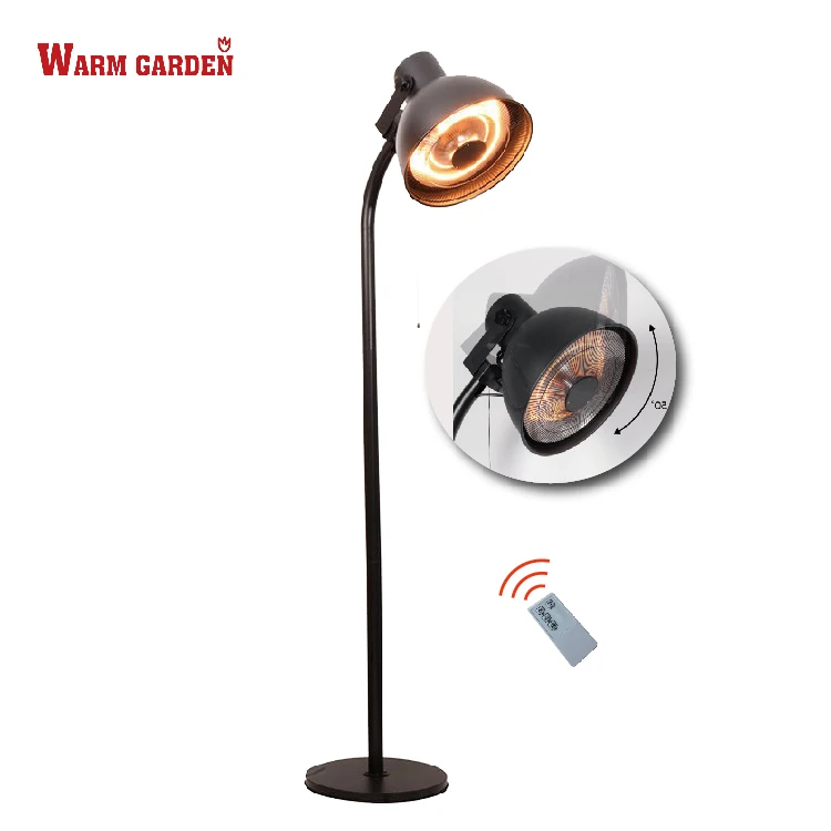 IPX4 standing 2 Halogen heating elements  infrared outdoor patio electric heater with adjustable tilt angle remote control