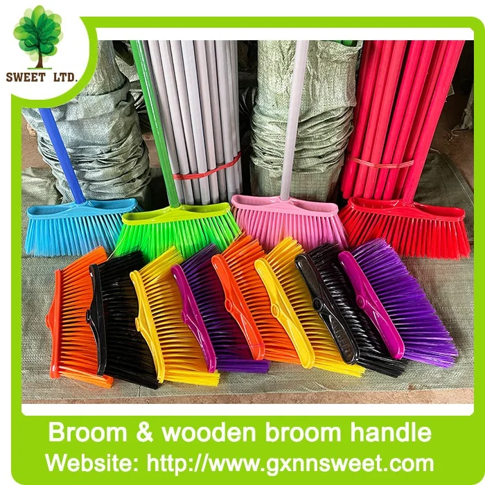 cleaning brooms & dustpans plastic nylon broom with wooden broom stick